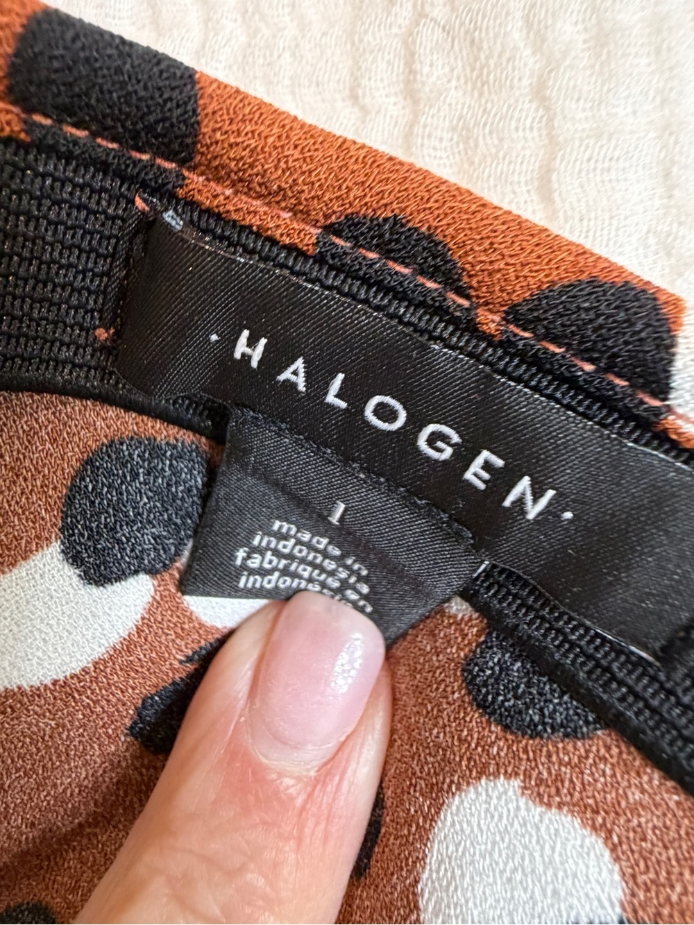 Halogen Brown Polka Dot A-Line Midi Skirt - Picture 3 of 3